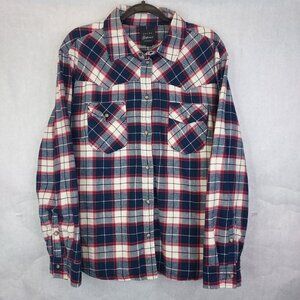 Jachs Girlfriend Lined Shacket Jacket Women's XXL Red Plaid Western Pearl Snap